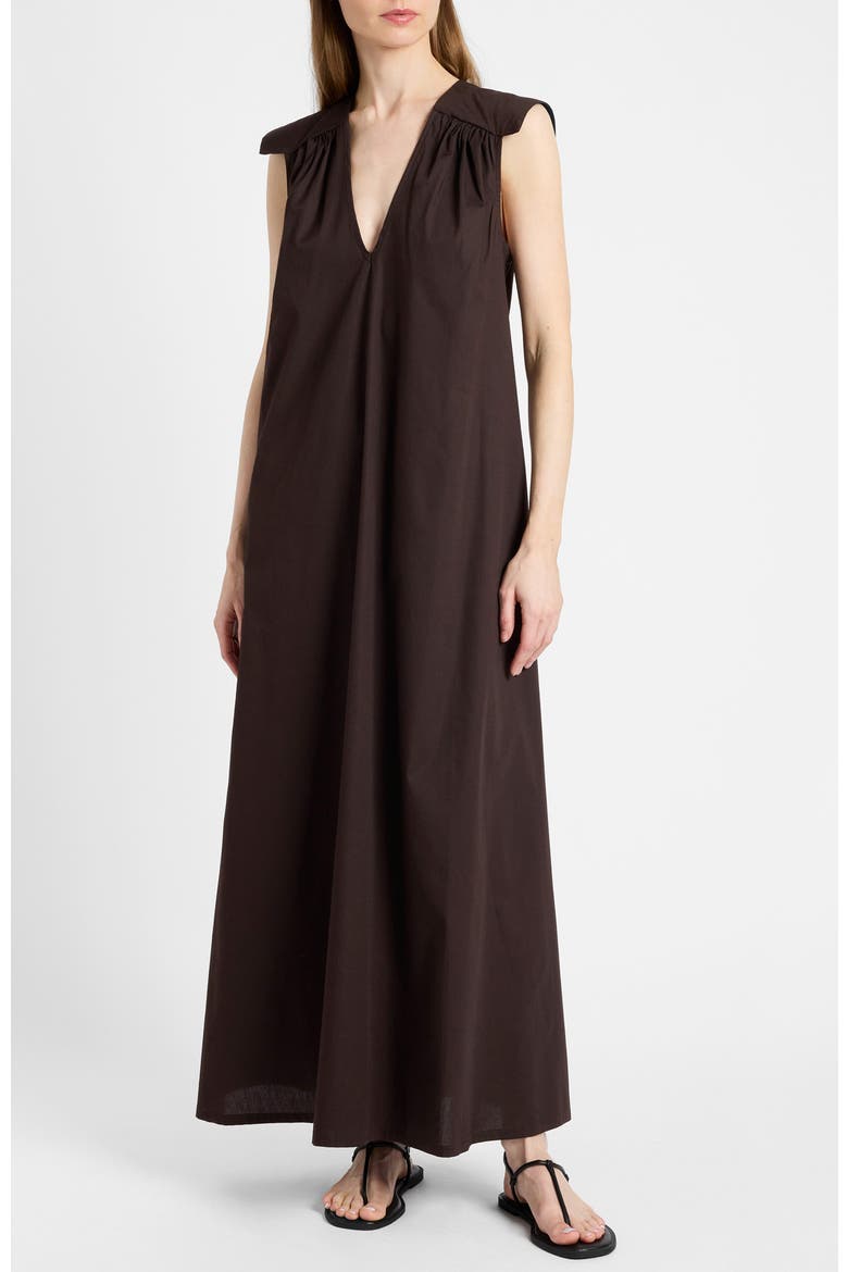 Niu Cap Sleeve Maxi Dress, Main, color, Coffee