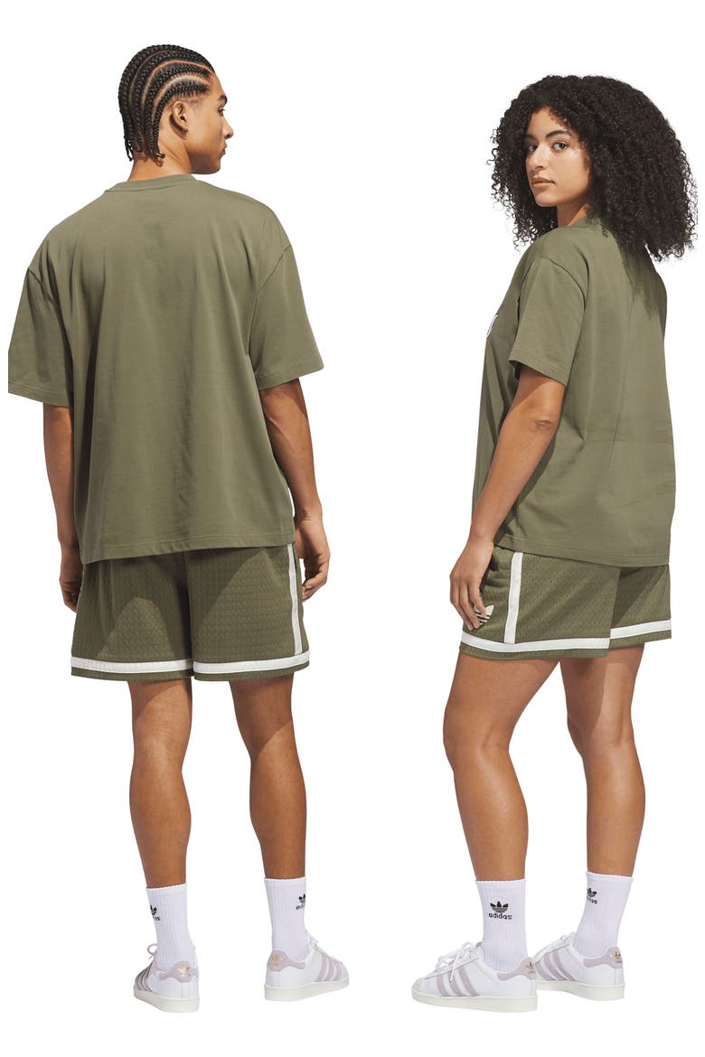 Originals Mesh Basketball Shorts, Alternate, color, OLIVE STRATA/ IVORY/