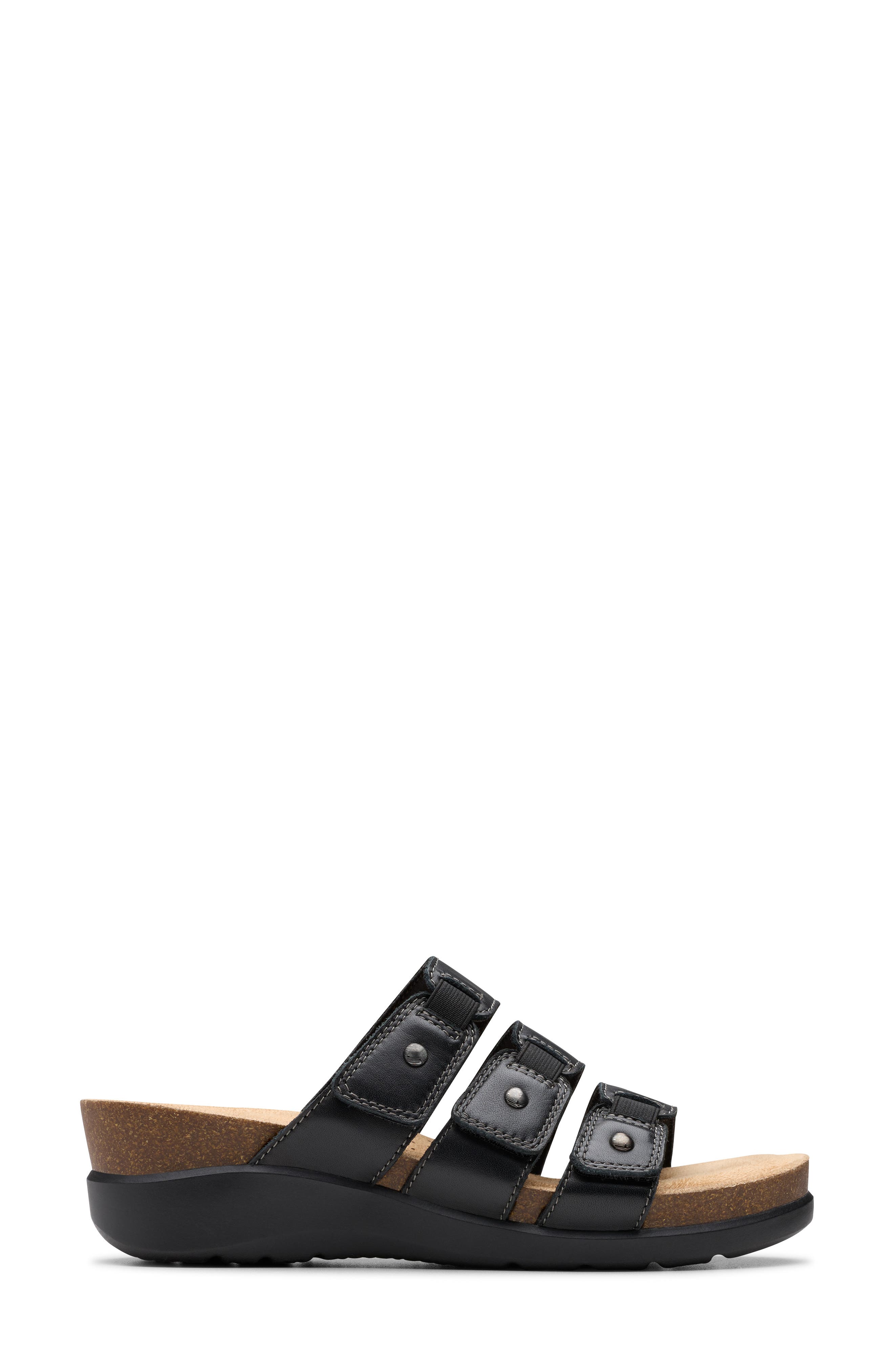 Clarks<sup>®</sup> Calenne Lily Slide Sandal, Alternate, color, Black Leather