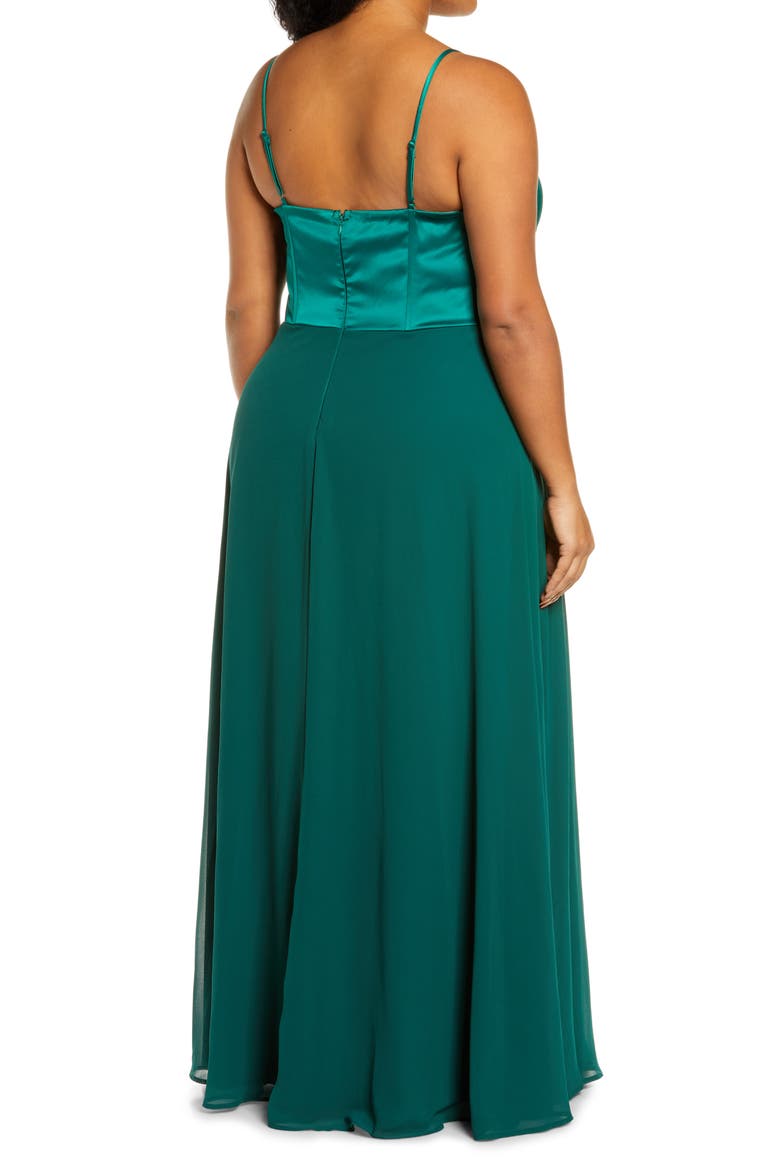 Best Part of Me Satin Bustier Evening Dress, Alternate, color, DARK GREEN