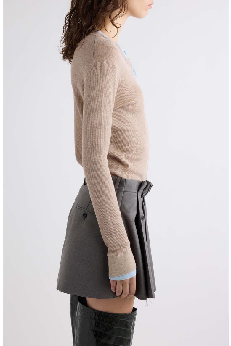 Kalet Silk & Wool Cardigan, Alternate, color, BEIGE/ LIGHT BLUE
