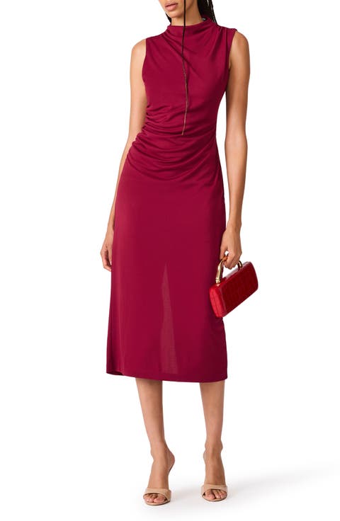 Mo Funnel Neck Matte Jersey Dress