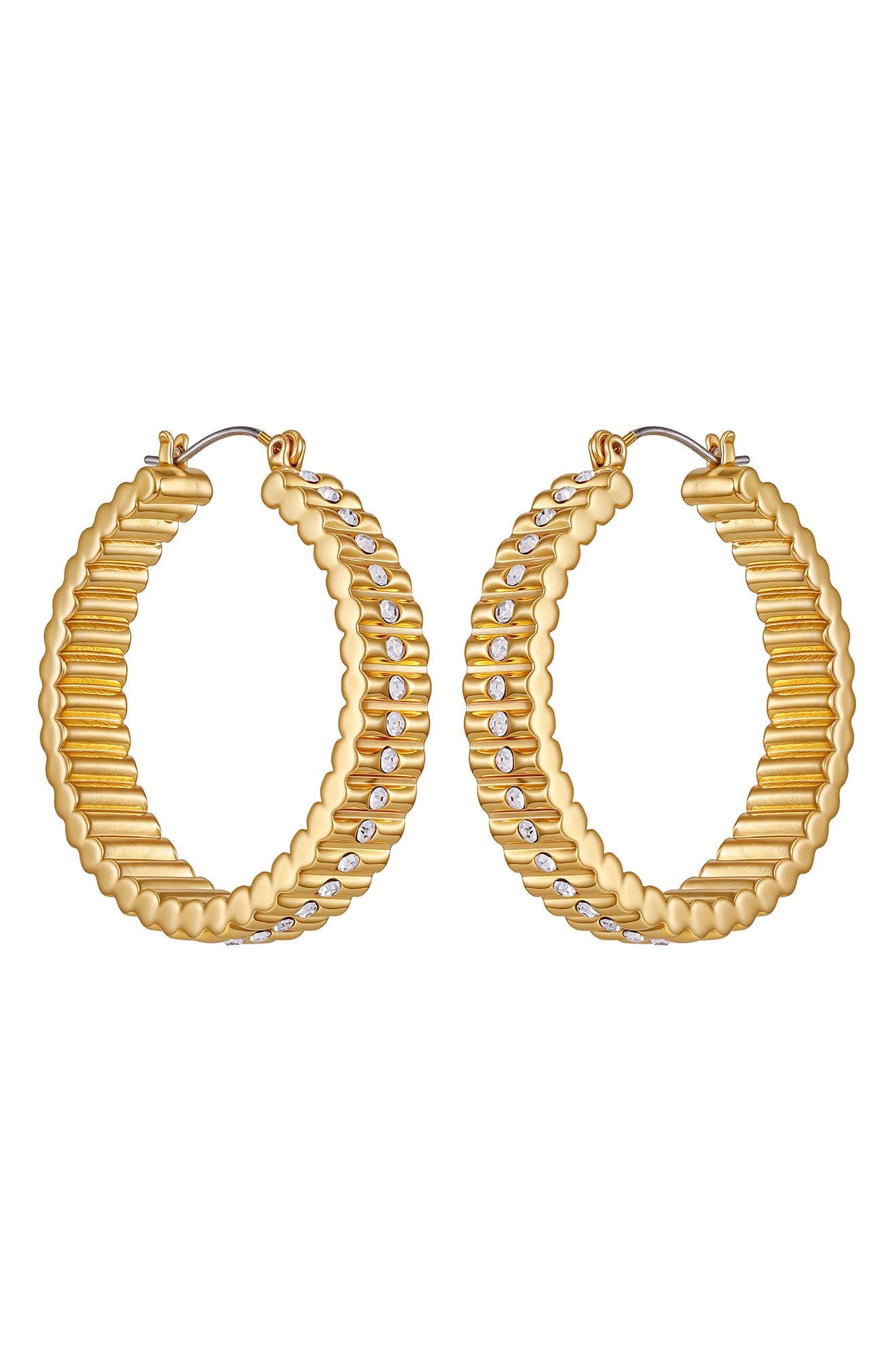 Vince Camuto Pavé Crystal Ribbed Hoop Earrings
