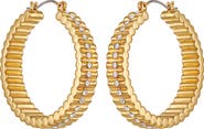 Vince Camuto Pavé Crystal Ribbed Hoop Earrings