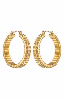 Vince Camuto Pavé Crystal Ribbed Hoop Earrings