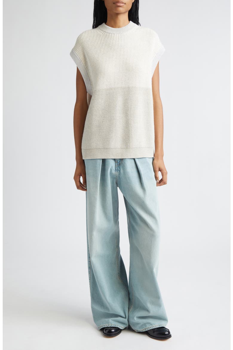 Oda Colorblock One of a Kind Crewneck Sweater Vest, Alternate, color, TONAL WHITE