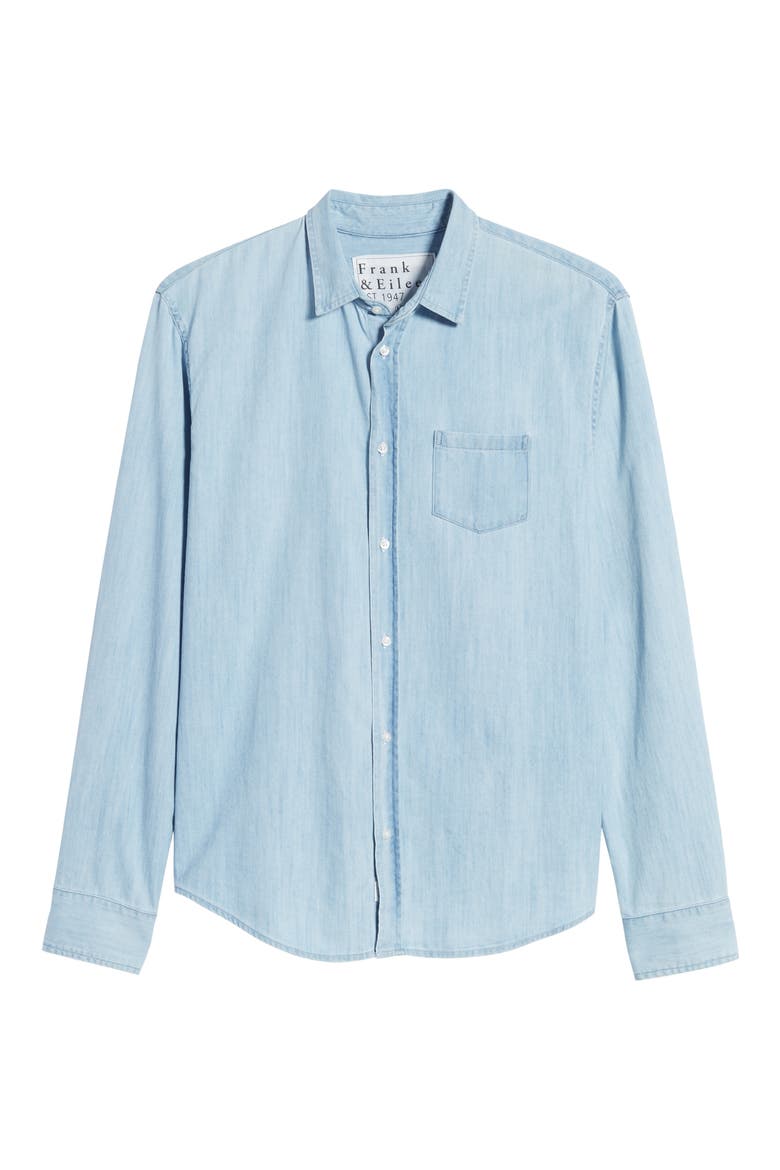 Luke Regular Fit Chambray Button-Up Sport Shirt, Alternate, color, CLASSIC BLUE WASH