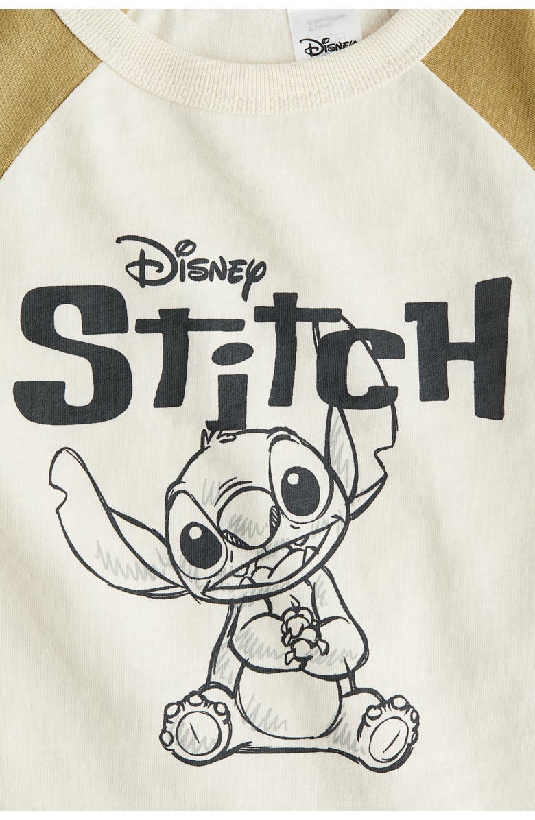 H&M Print-motif Cotton T-shirt, Alternate, color, Cream/Lilo & Stitch