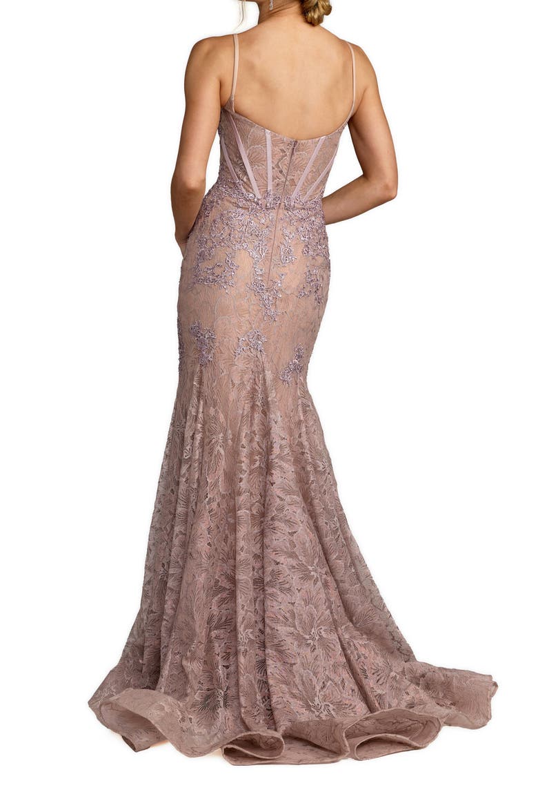 Embroidered Lace Sleeveless Mermaid Gown, Alternate, color, Vintage Lilac