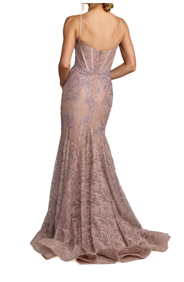 Mac Duggal Embroidered Lace Sleeveless Mermaid Gown, Alternate, color, Vintage Lilac