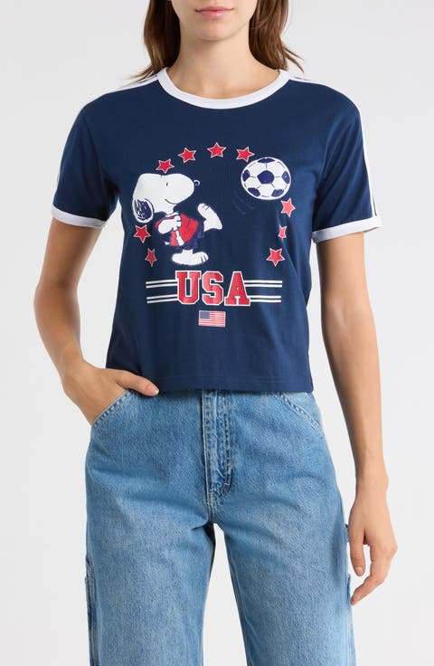 Peanuts USA Soccer Graphic Ringer T-Shirt