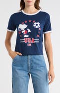 Ripple Junction Peanuts USA Soccer Graphic Ringer T-Shirt