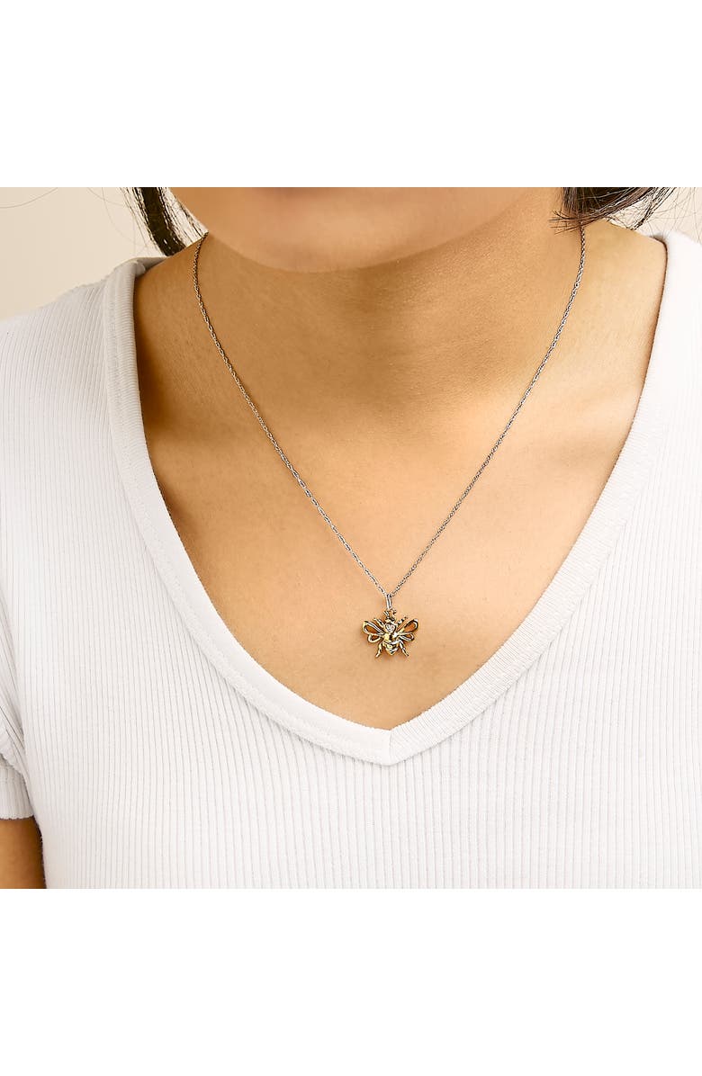 Haus of Brilliance 14K Yellow Gold Plated Sterling Silver Diamond Accent Bee Pendant Necklace, Alternate, color, Yellow Gold Over Silver