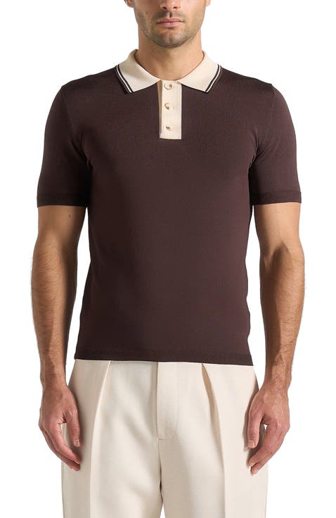 Roux Contrast Detail Luxe Knit Polo Shirt