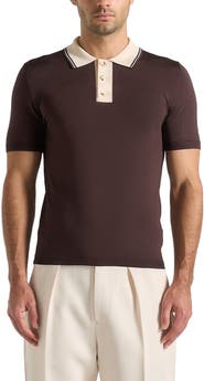 Manière De Voir Roux Contrast Detail Luxe Knit Polo Shirt