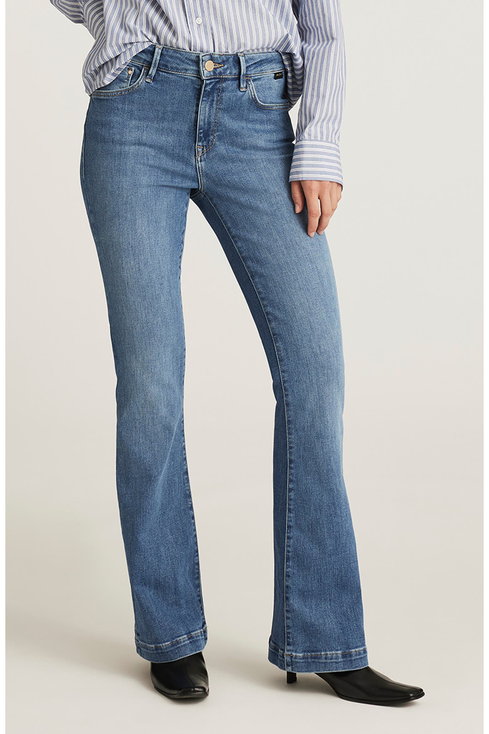 High Rise Building Button Washing Mavi Jeans Sydney High Rise Flare Jeans (Women) | Nordstrom