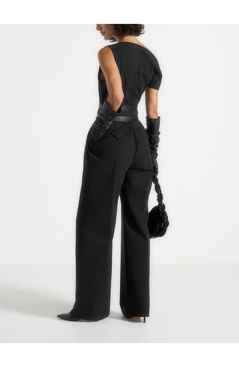 Manière De Voir Valerie Tailored Off Shoulder Jumpsuit With Belt, Alternate, color, Black