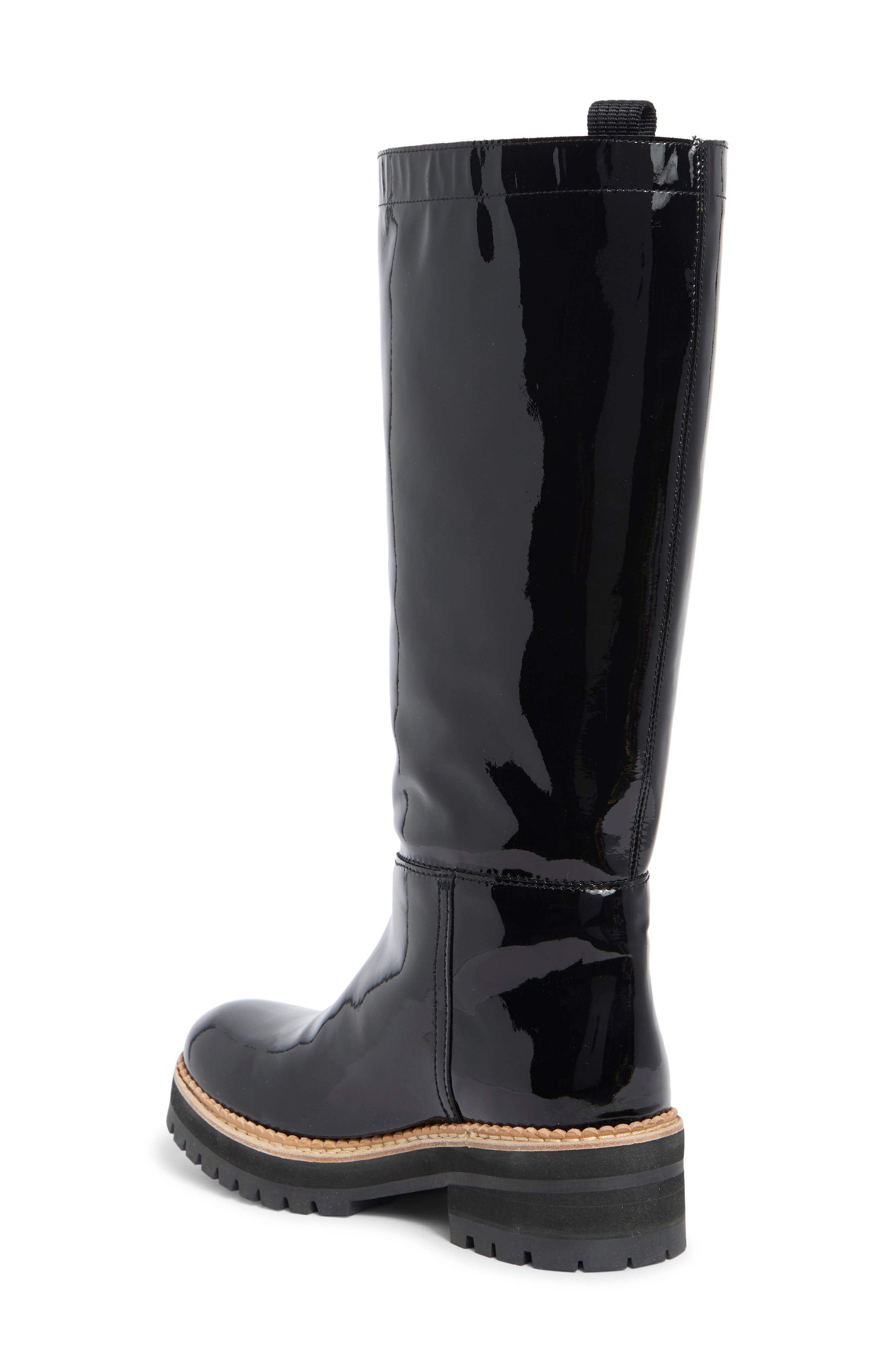Longchamp Pull On Patent Leather Boot, Alternate, color, Black