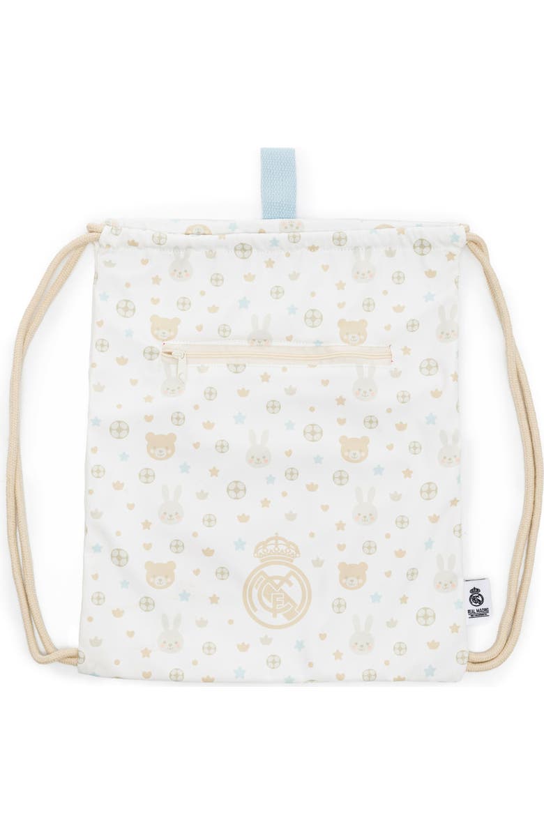 Miniland Real Madrid Kiddie Sack Drawstring Bag for Little Soccer Fans, Main, color, Beige