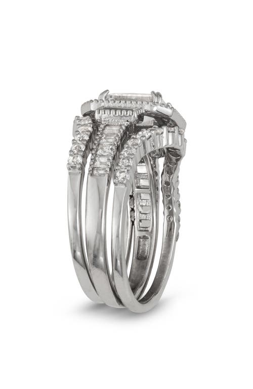Fuzion Creations Set Of 3 Lab Grown White Sapphire Stackable Rings In Silver