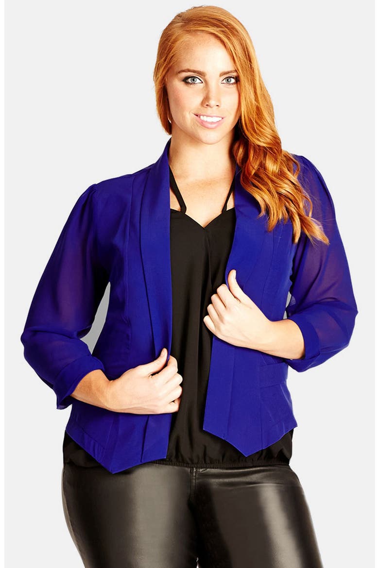 Chiffon Sleeve Blazer, Main, color, POOL