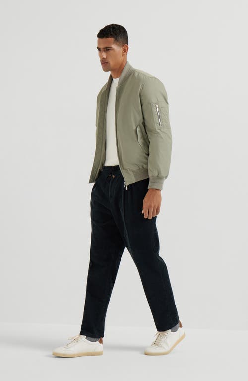 Brunello Cucinelli Men Leisure Fit Trousers In Garment-dyed Linen Gabardine With Drawstring And Doub In Black