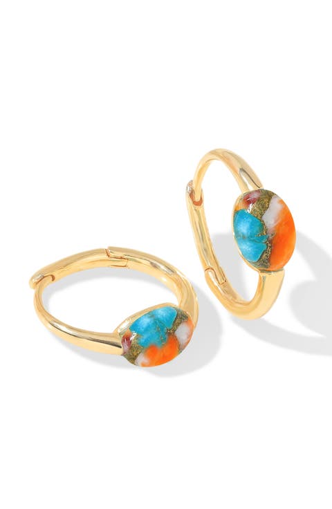 Moonstone Huggie Hoop Earrings