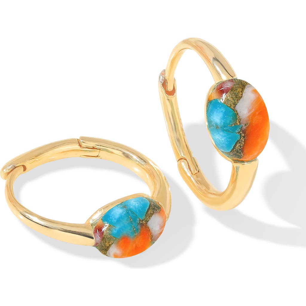 Ys Gems Moonstone Huggie Hoop Earrings In Orange
