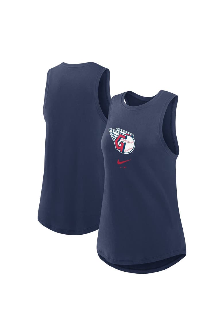 Women's Nike Navy Cleveland Guardians Legacy Icon High Neck Performance Tank Top, Alternate, color, Navy