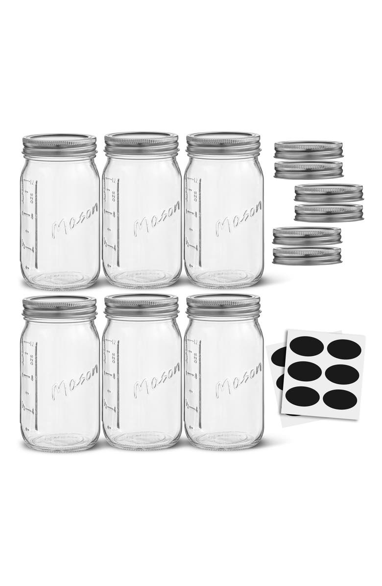 JoyJolt 42-Piece Mason Jars with Airtight Lids, Main, color, Clear