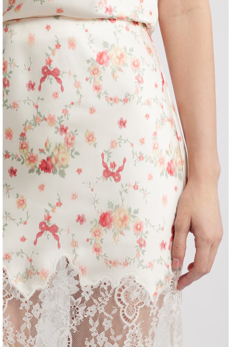 Ilene Floral Print Lace Maxi Skirt, Alternate, color, ECRU GARDENIA