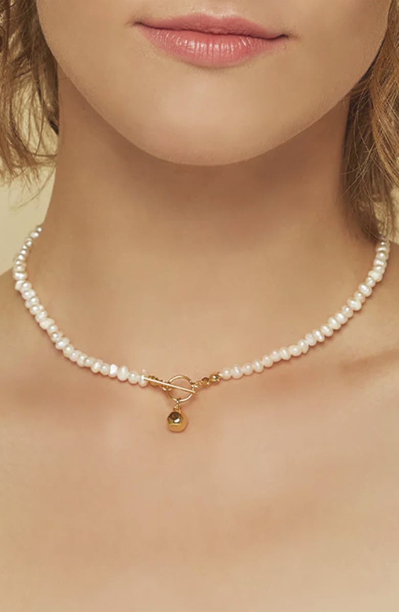 Bearfruit Jewelry 14k Gold Plated Elena Pearl Choker Dainty Minimalist Gift Idea, Alternate, color, Gold