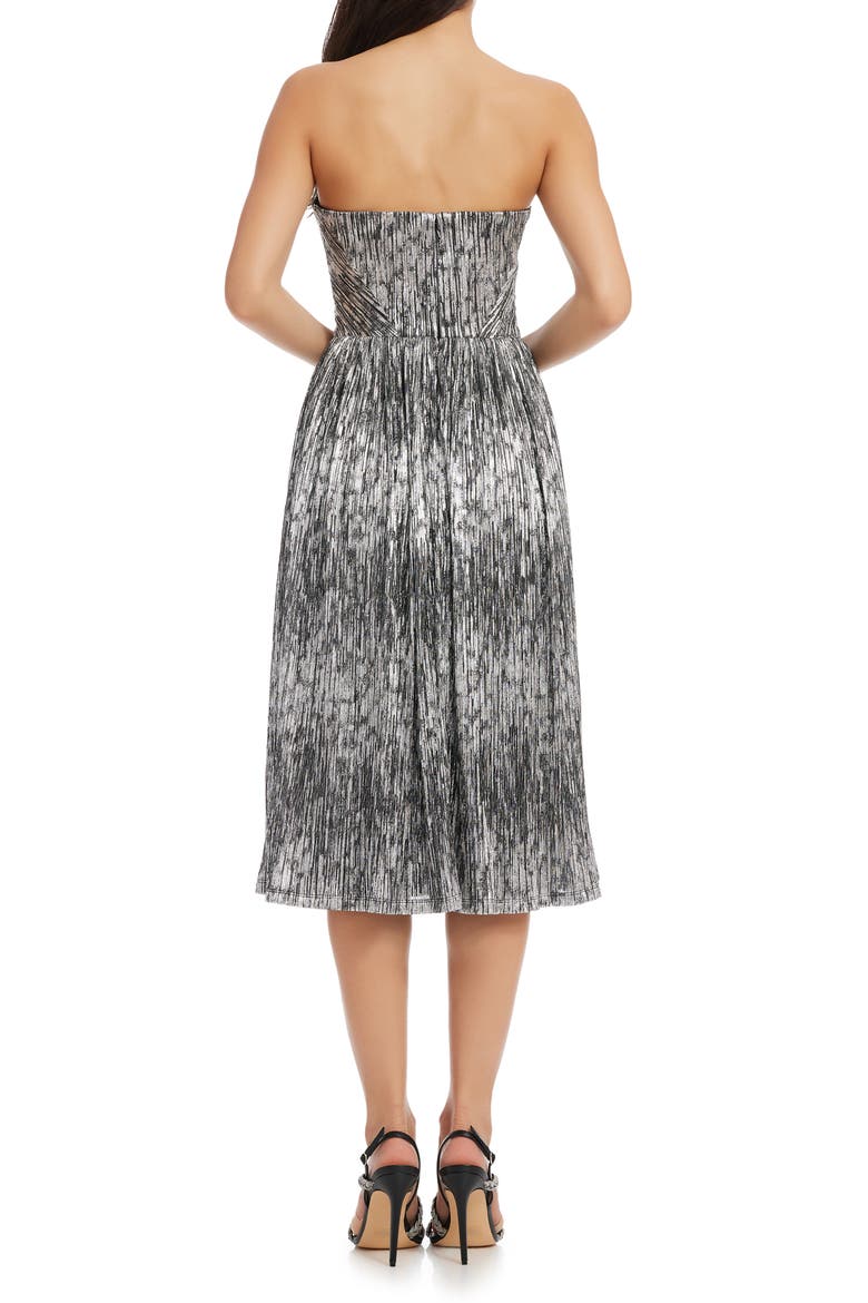 Nadine Metallic Strapless Fit & Flare Cocktail Dress, Alternate, color, BLACK-SILVER
