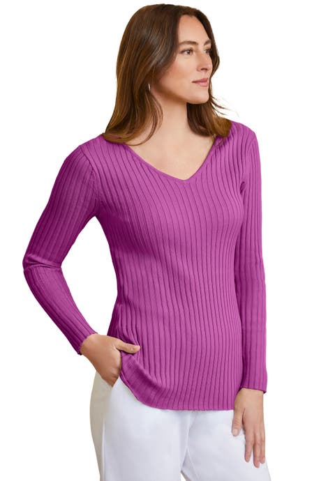 V-Neck Ribbed Sweater