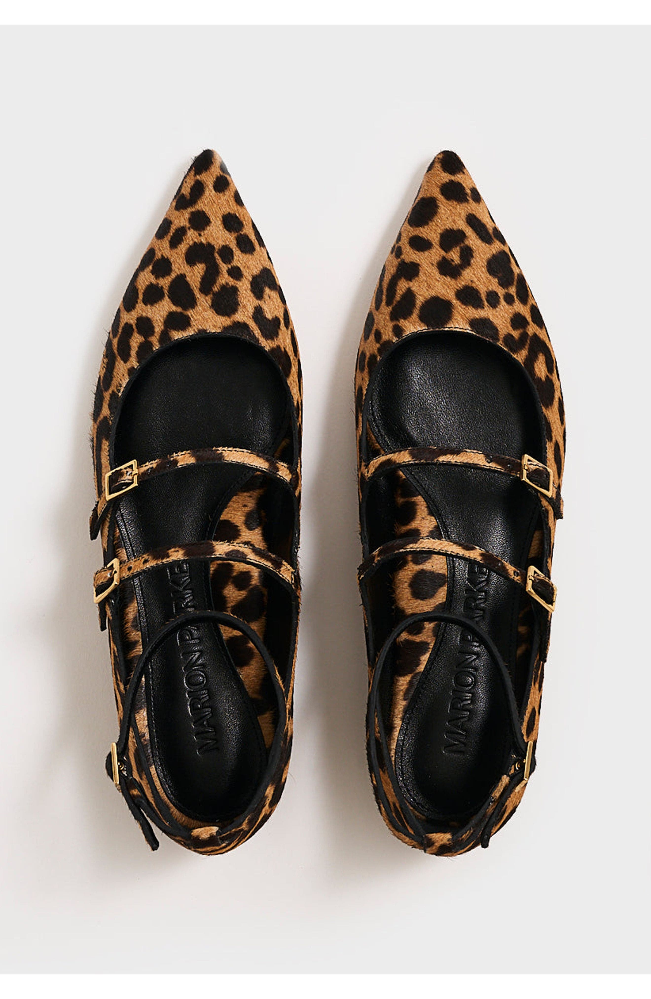 MARION PARKE Francine Flat Mary Jane Shoes Haircalf, Alternate, color, Leopard
