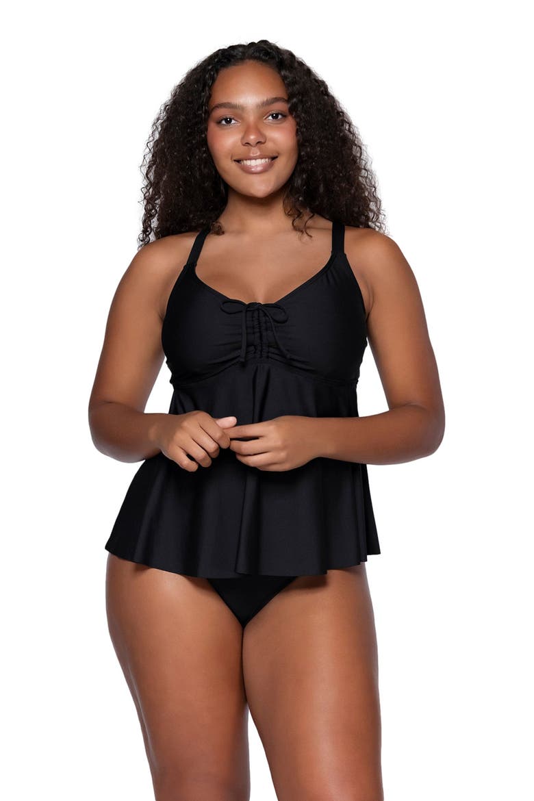 Marin Tankini Swimsuit Top, Main, color, Black