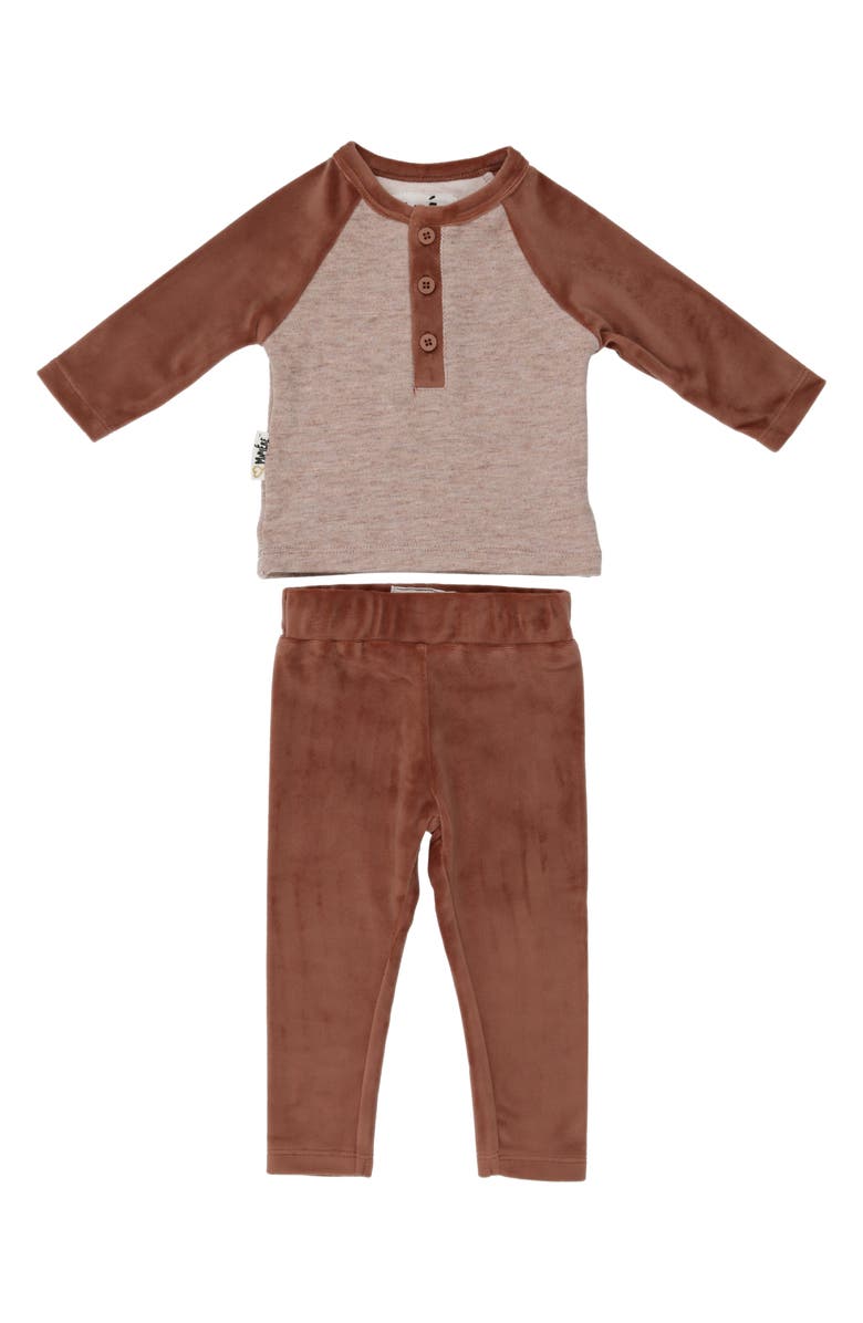 Manière Velour Henley Top & Leggings Set, Main, color, Taupe