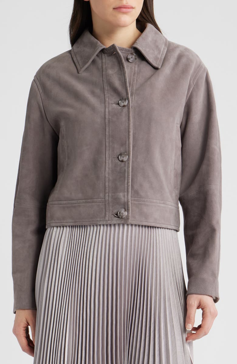 BOSS Orange Sadela Suede Jacket, Alternate, color, Open Purple