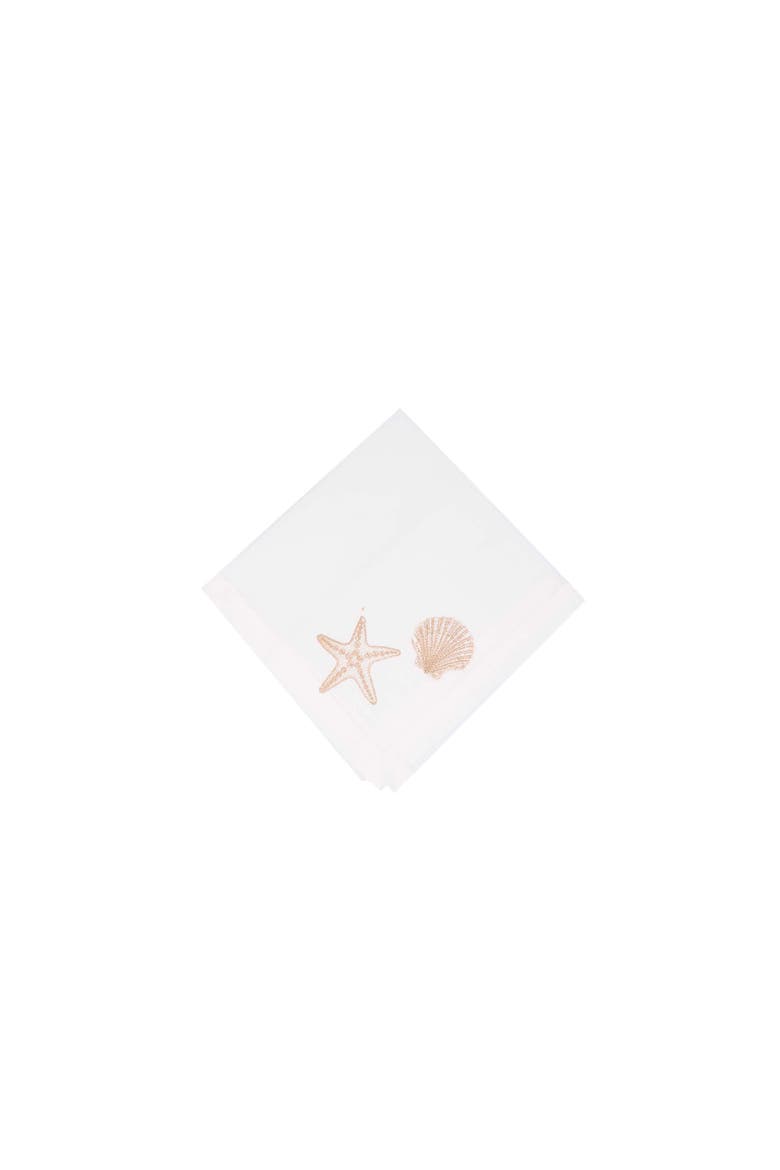 Sandy Coast Starfish & Shell Cloth Napkins Set of 6, Alternate, color, White
