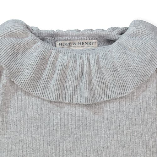 Hope & Henry Baby Girls' Ruffle Collar Sweater, Infant In Grey Heather