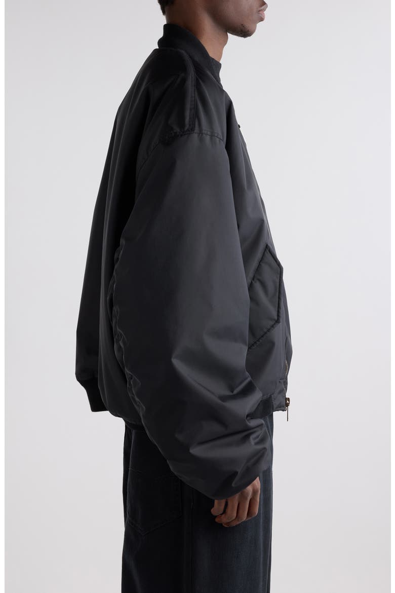 Large Fit Nylon Bomber Jacket, Alternate, color, 1000 BLACK