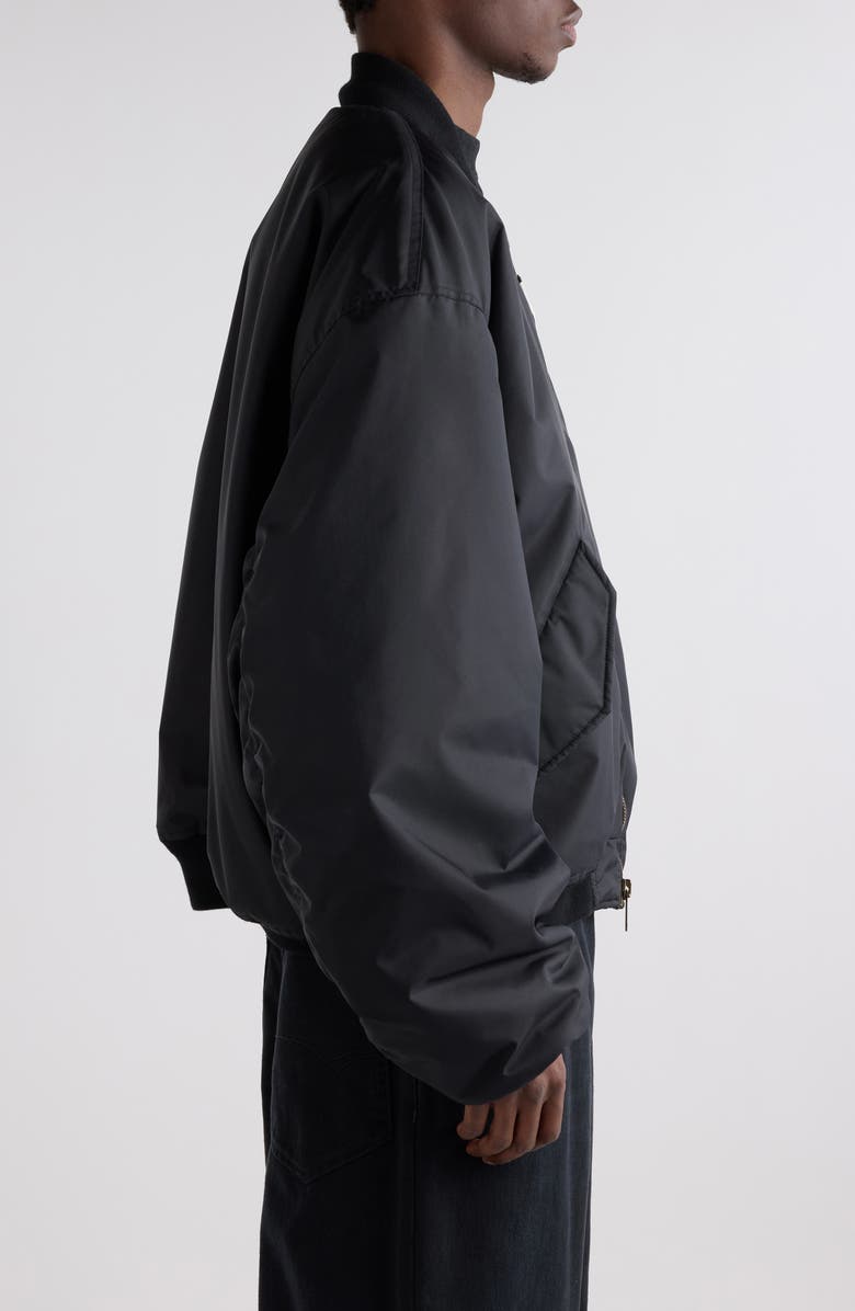 Balenciaga Large Fit Nylon Bomber Jacket, Alternate, color, 1000 Black
