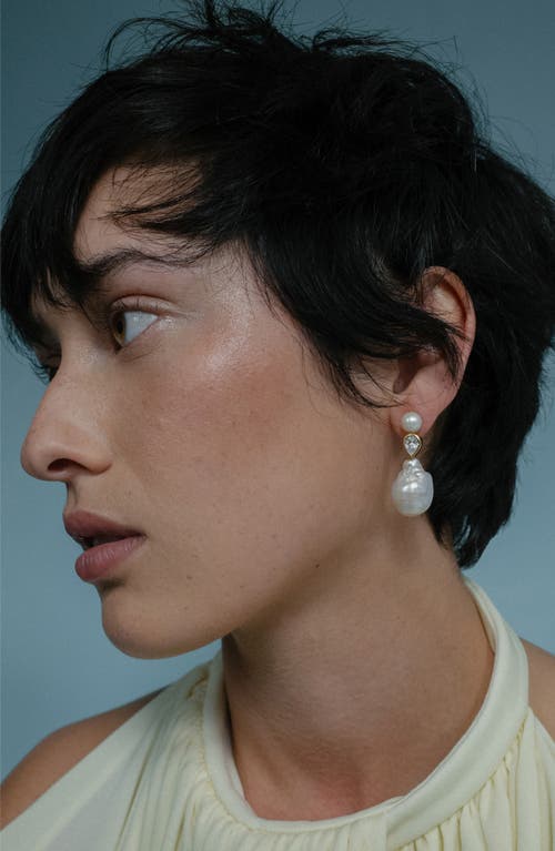 Completedworks Baroque Pearl & Cubic Zirconia Drop Earrings In Metallic
