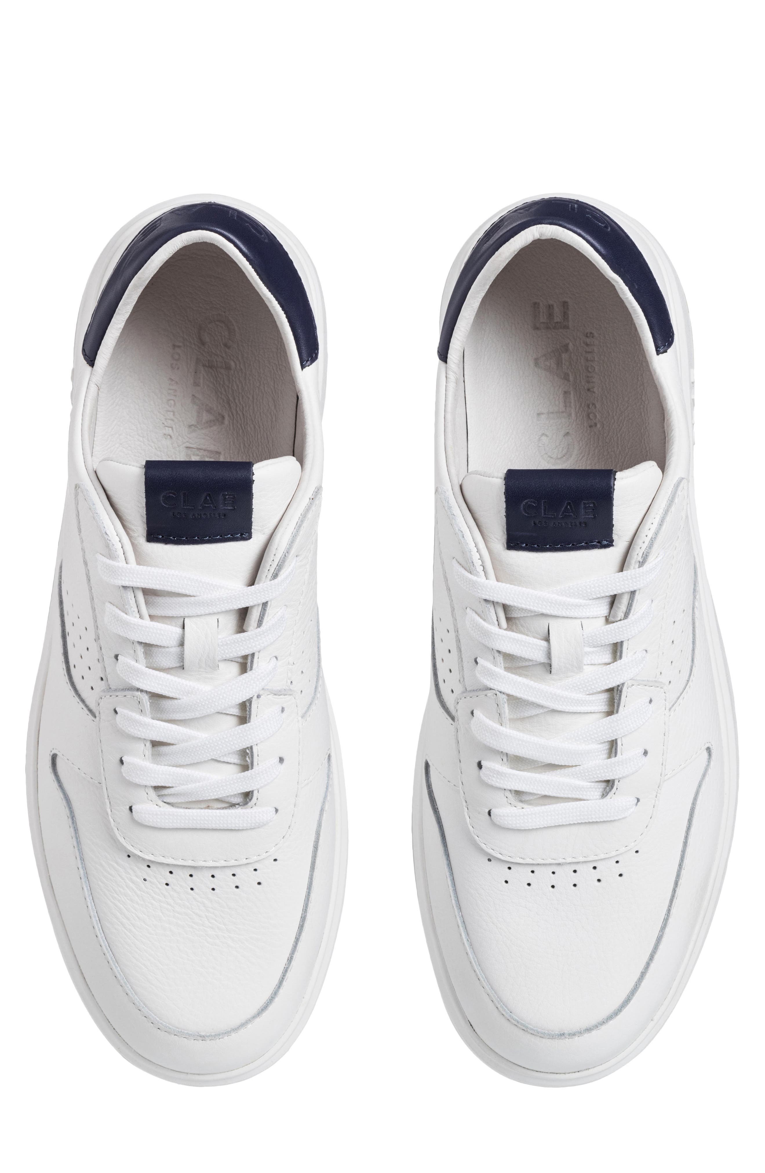 CLAE Moses Low Top Leather Sneaker, Alternate, color, White Leather Navy