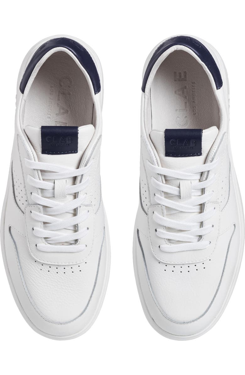 CLAE Moses Low Top Leather Sneaker, Alternate, color, White Leather Navy