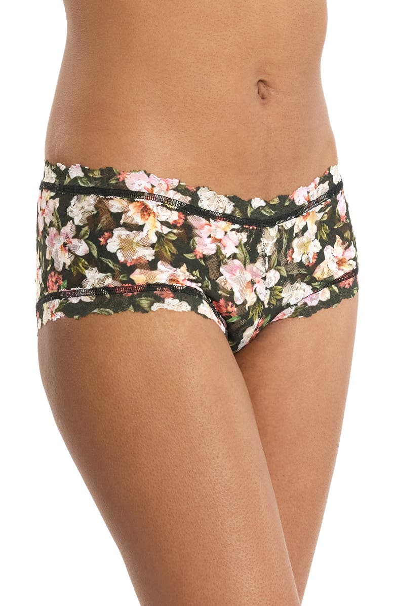 Hanky Panky Print Boyshorts, Alternate, color, Dark Room Blooms