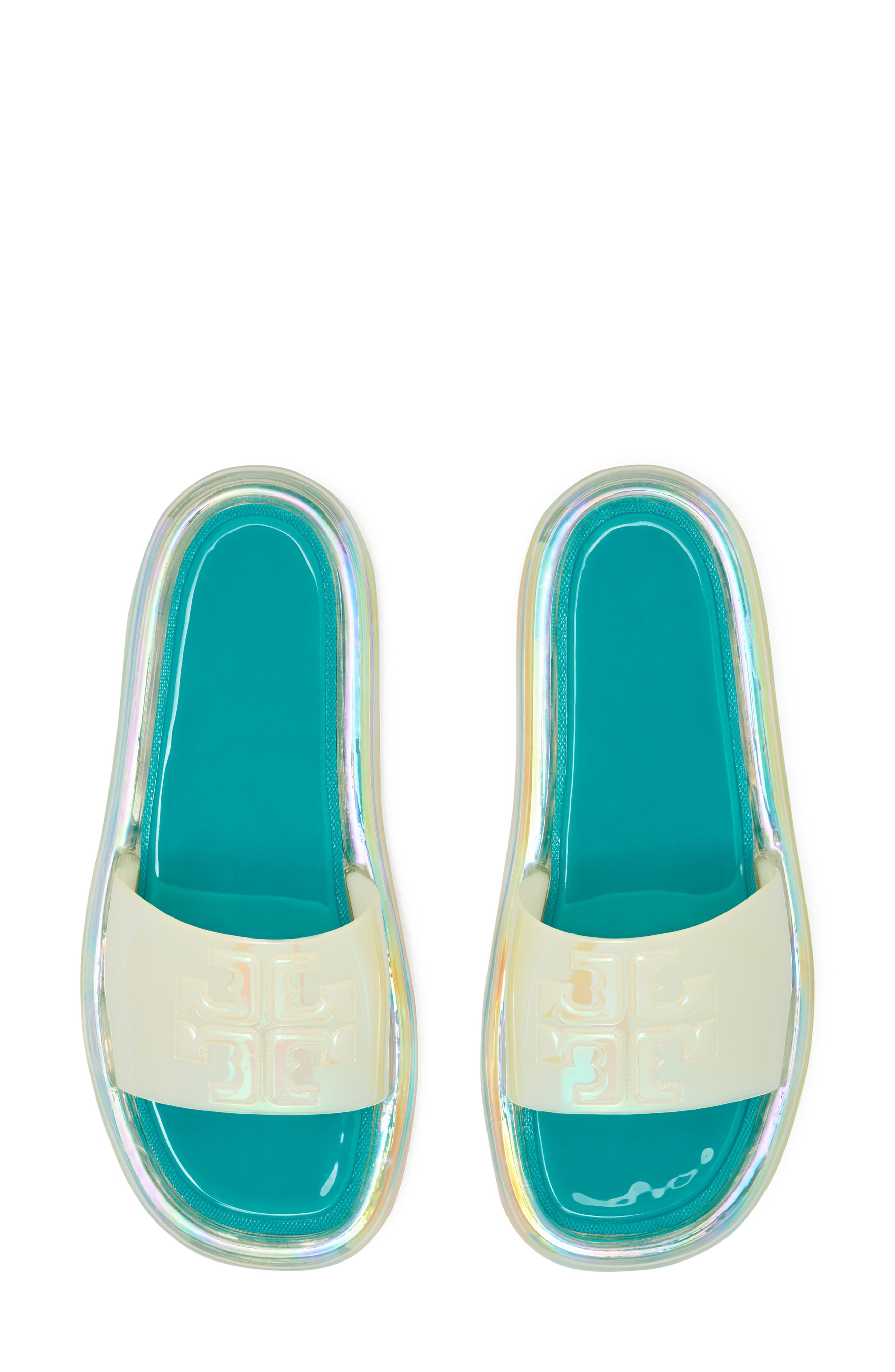 Bubble Jelly Slide Sandal, Alternate, color, IRIDESCENT / TUSCAN SEA