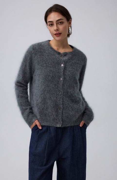 Brushed Wool-Blend Cardigan