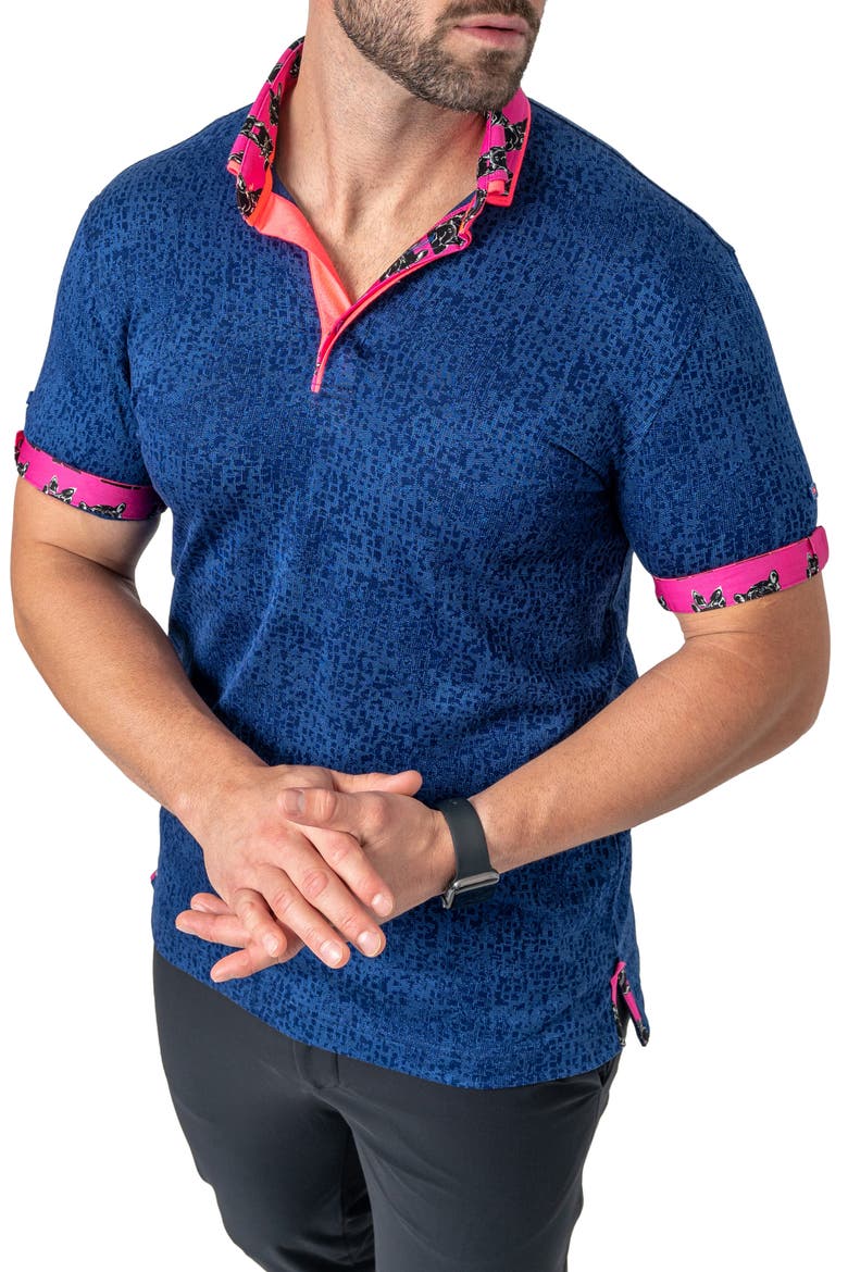 Mozartcloudy Cotton Button-Down Polo, Alternate, color, BLUE