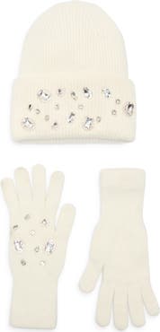 La Fiorentina Rhinestone Beanie & Gloves Set